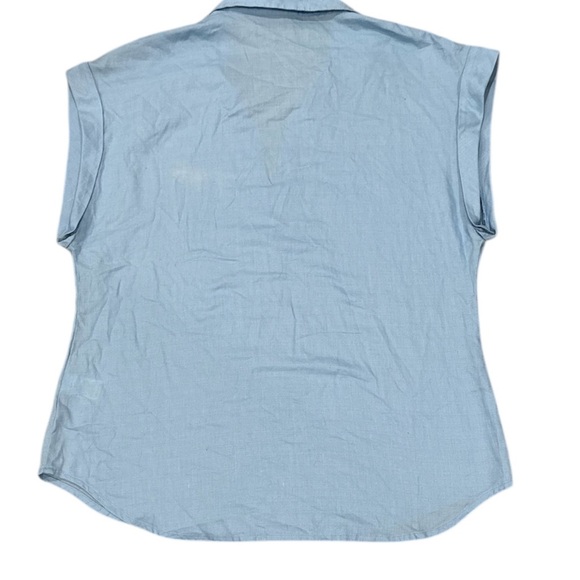 Pendleton NWT Blue Relaxed Cotton Popover Dolman Sleeve Top Shirt Size M - Picture 2 of 3